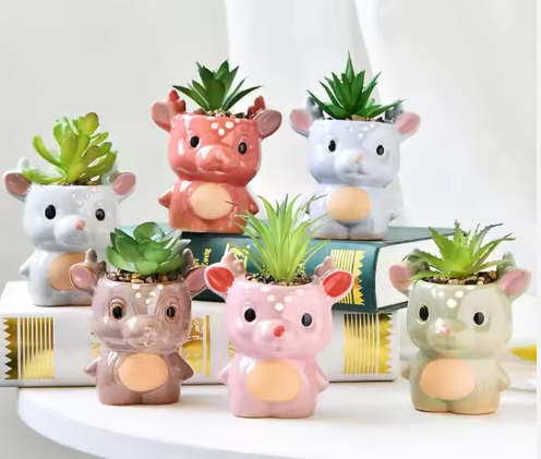 Горшки керамические мини для цветов олень