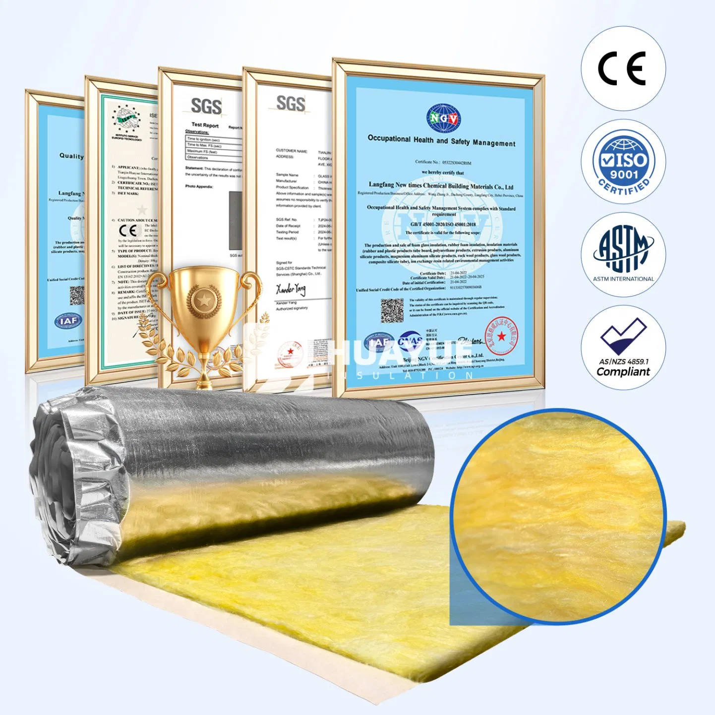 High Performance Fiberglass Insulation Blanket with Aluminium Foil Acoustic Industrial Projects Residential Building