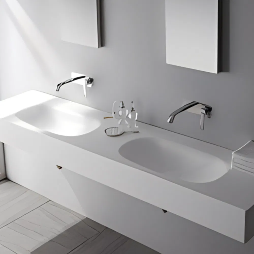 Luxurious Solid Surface Bath Cabinet with Elegant Sink Design