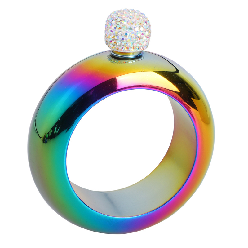 Customized Colorful Bracelet Stainless Steel Hip Flask for Wine with Diamond Cap