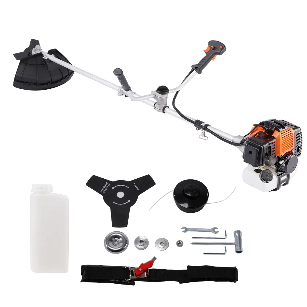 Yard Force 52cc Professional Brush Cutter & Trimmer 9000rpm, 255mm (10") Blade & 420mm (16.5") Line - Easy Starter & Commercial Harness - Lt A42