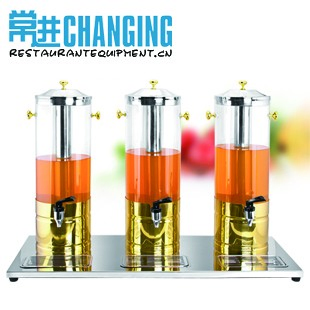Triple-Tank Hotel Octagon Beverage Juice Dispenser with Gold-Plated