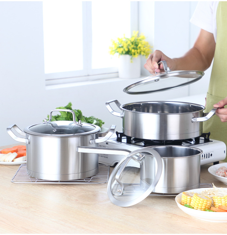 New Arrival Stainless Steel 6PCS Pots and Pan Cookware Set Kitchenware Tableware Pot Set with Ss Handles and Ss Composite Lid