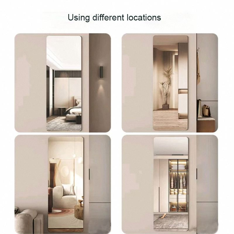 Adjustable Floor Mirror Full Length - 180° Tilt Standing Mirror for Bedroom & Living Room, Modern Frameless Design, Safety Glass - Home Decor