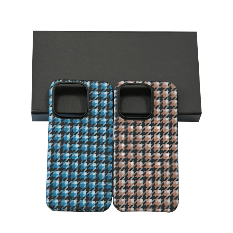Compatible with Magsafe Wireless Charging Black/Blue Houndstooth Mobile Cell Case for iPhone 14 PRO Max Phone Case