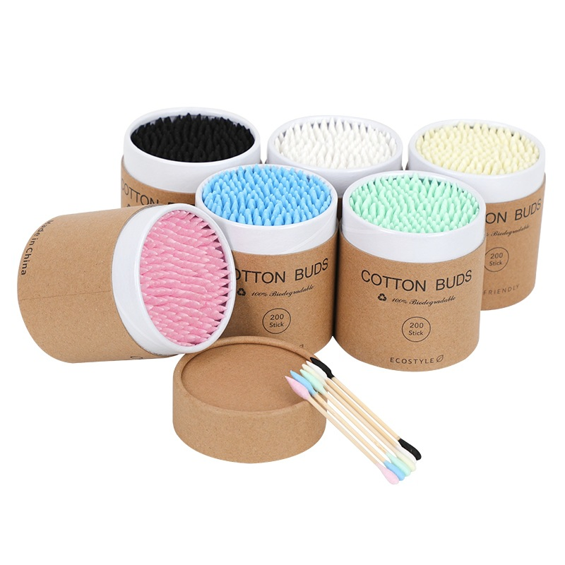 OEM Beauty Makeup Remover Cotton Swabs Stick Travel Portable Wooden Cotton Buds