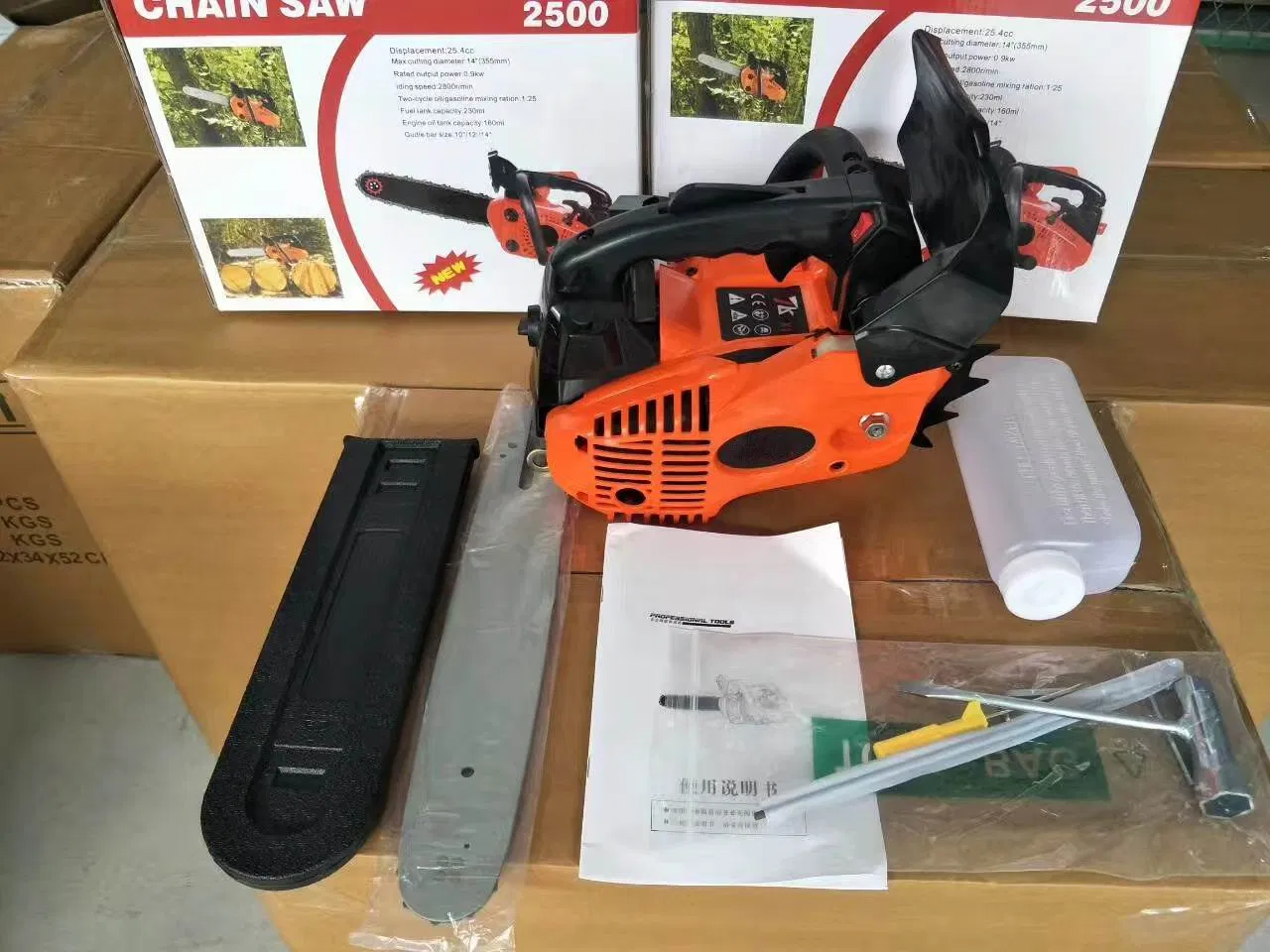 High Quality 25.4cc Top Handle Gasoline 2500 Chainsaw, Oil Saw, Timber Saw Power Chainsaw