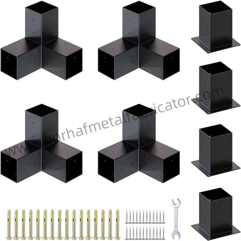 Black Powder Coated Pergola Brackets Easily Assembled Wood Steel Corner Brackets