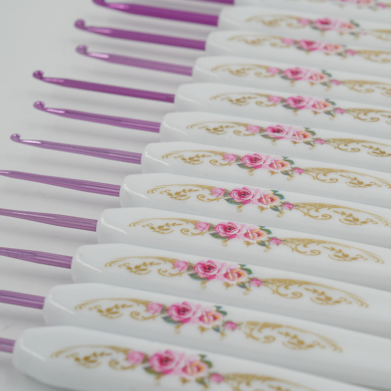 Color Alumin Crochet Hook with Plastic Handle Set (16PCS/set)