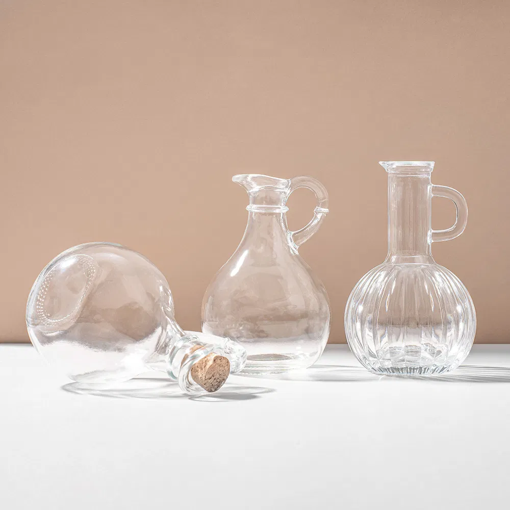 Custom Logo Premium Empty Clear 250ml 300ml Cooking Oil Bottle Glass Vinegar Bottle for Kitchen