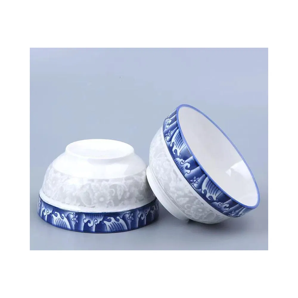 Hot Selling Factory Price 4"Bowl Salad Blue Decals Hotelporcelain Ceramic Porcelain Tableware