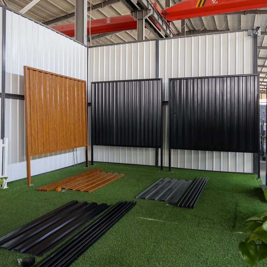 Wood-Like Black Grey Corrugated Steel Privacy Fence