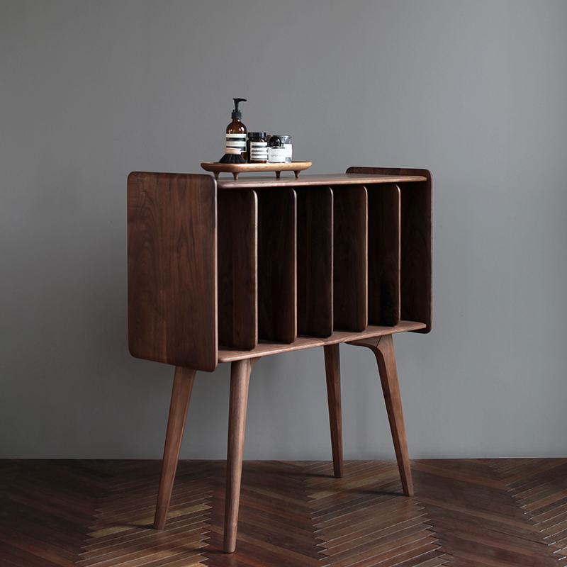 Стеллаж книжный скандинавский орех вишня для винила