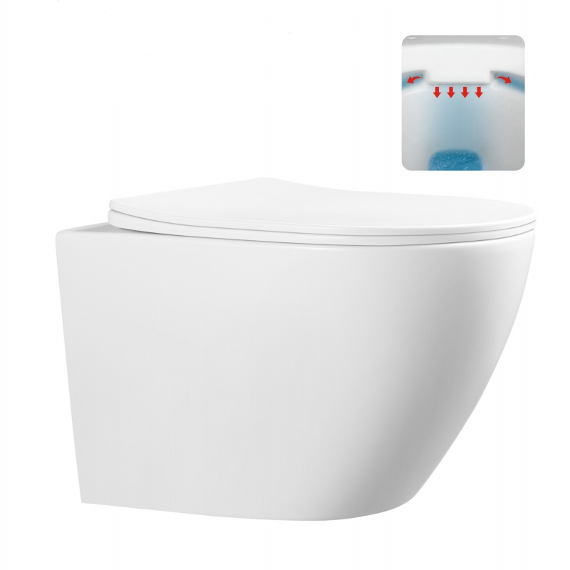 China One Piece Wall Mounted Toilet Ceramic Wc Rimless Toilet P Pipe Toilet Bowl Bathroom D-Shape Wall Hung Toilet