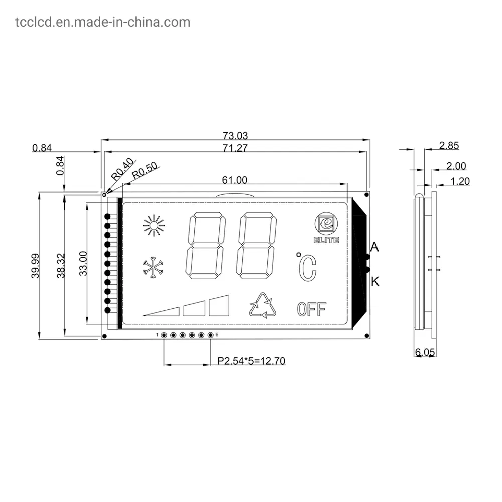 Промышленный 6-пиновый LCD модуль, 7-сегментный дисплей
