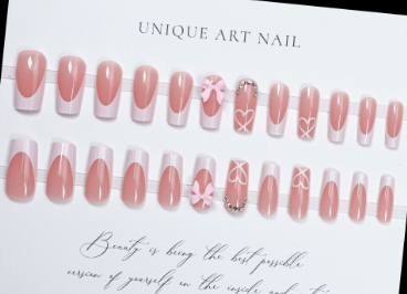 24PCS Square Fake Nails Press on Nails Removable and Daily Wear