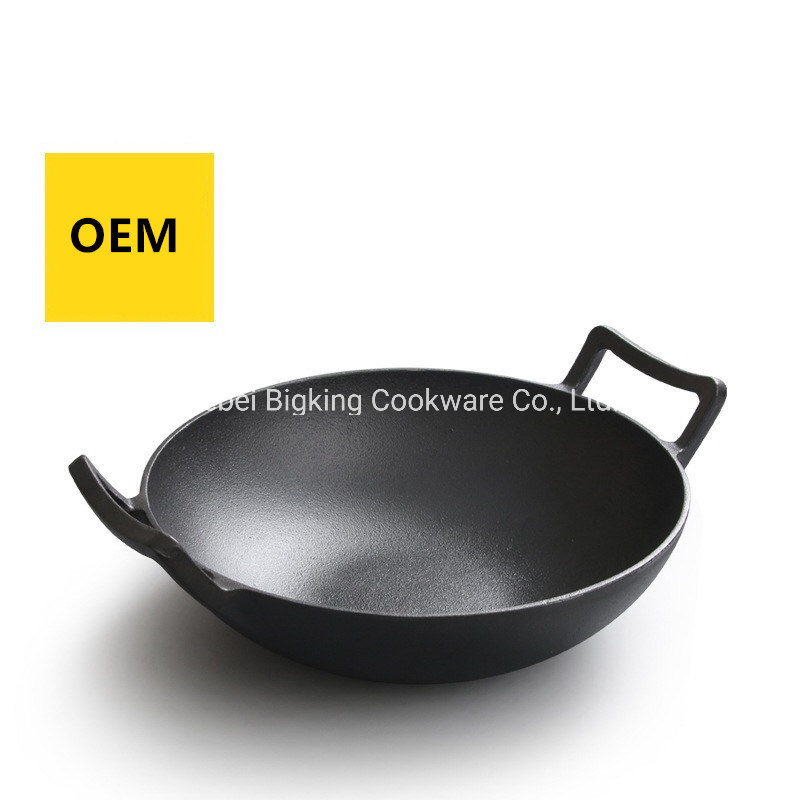 Чугунная вок-сковорода без покрытия, 38-41 см