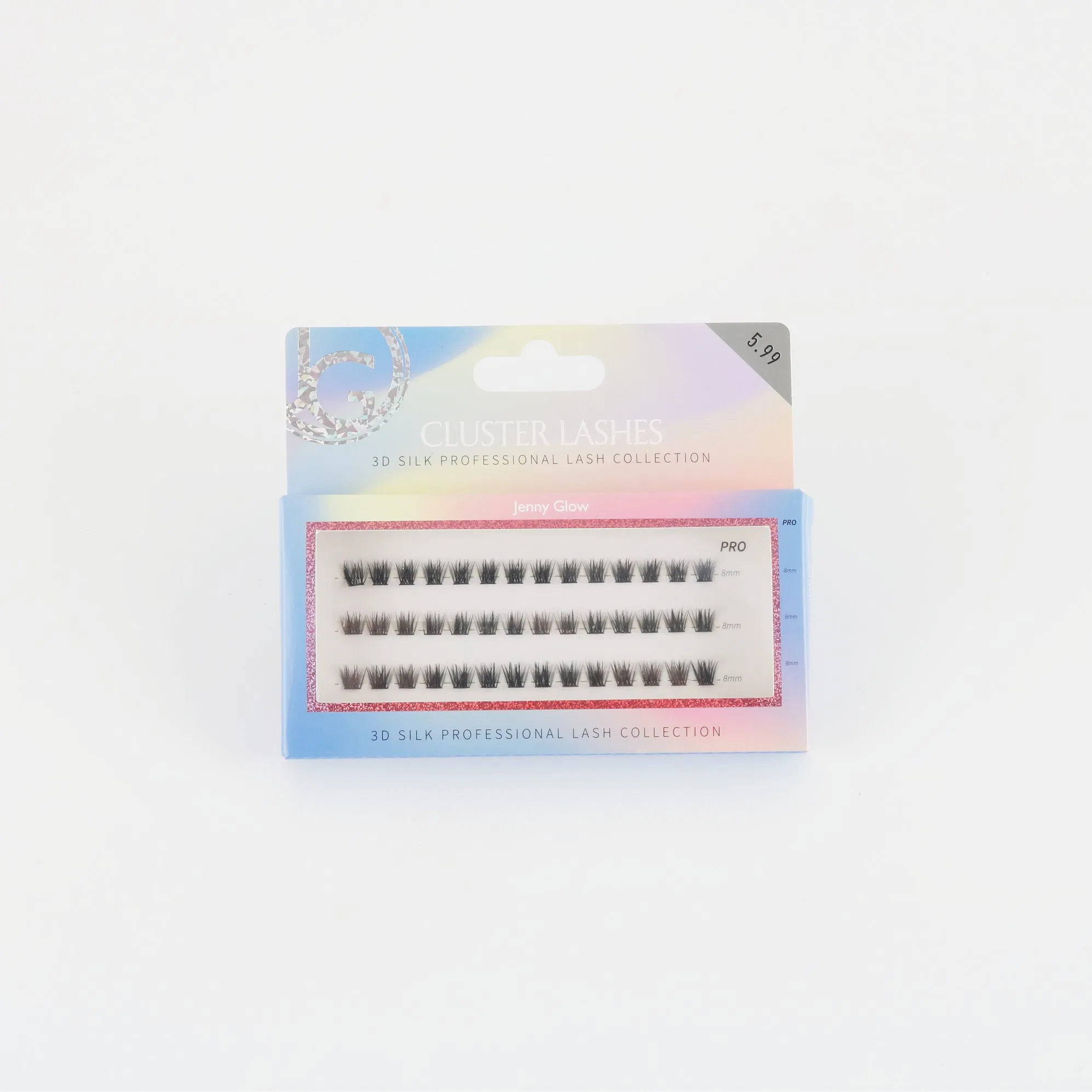 8mm Self Adhesive Cluster Eyelash Lash Kit Pre Bonded Press on Lashes Natural No Glue Needed Glueless Easy Permanent False Eyelash