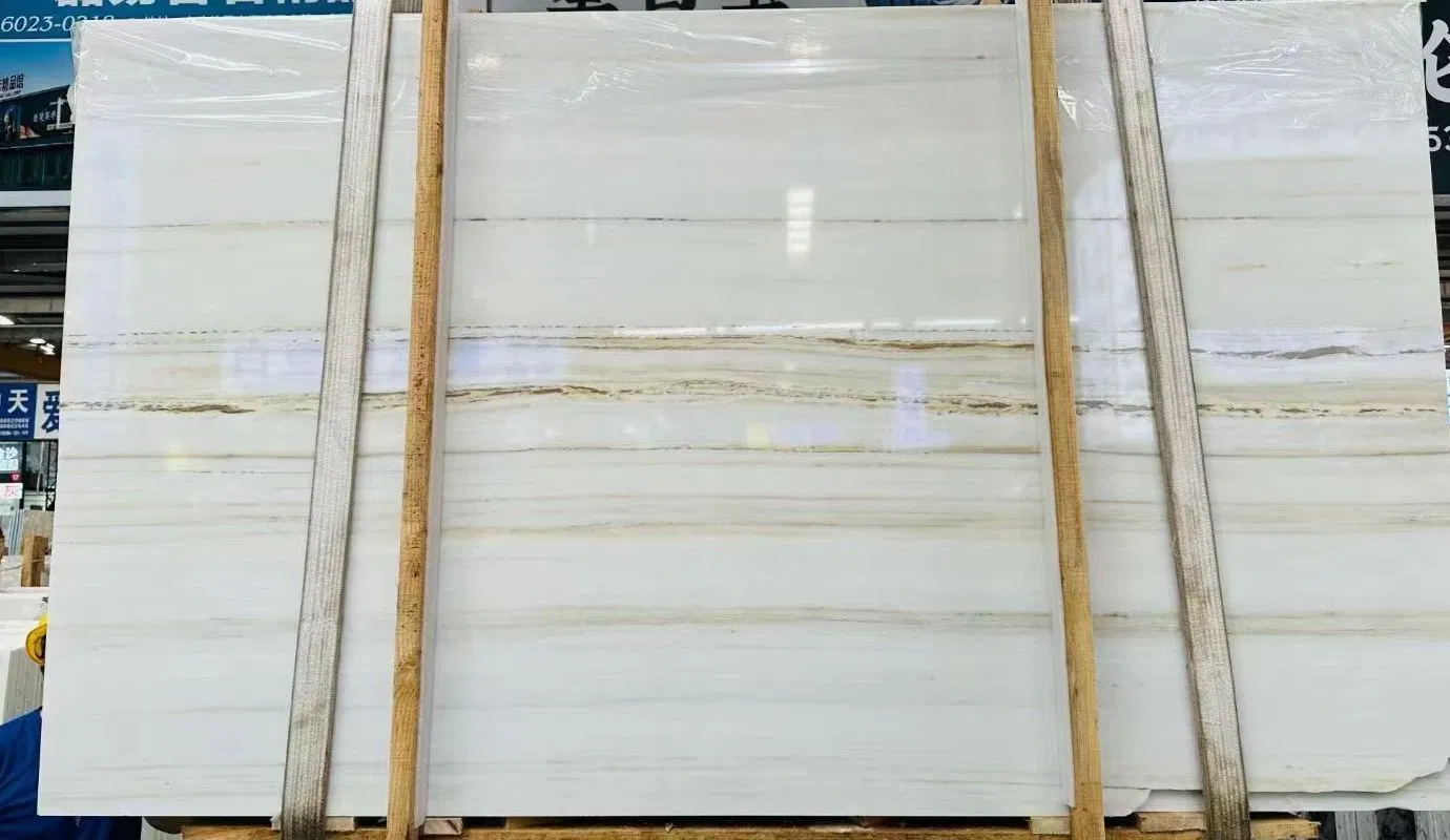 2024 Hot New White Natural Marble Stripe Flooring Tiles Popular