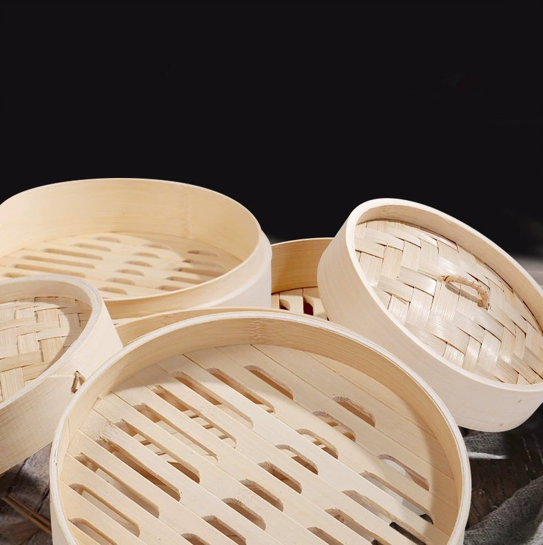 Factory Direct Supply Kitchen Round Bamboo Steamer Cooker Deeper Steamer with Lid