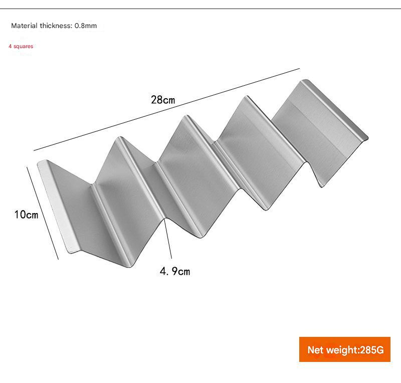 Siver Taco Holder Stand 430 Stainless Steel Japanese Sushi Hand Roll Serving Wavy-Shaped Metal Tray