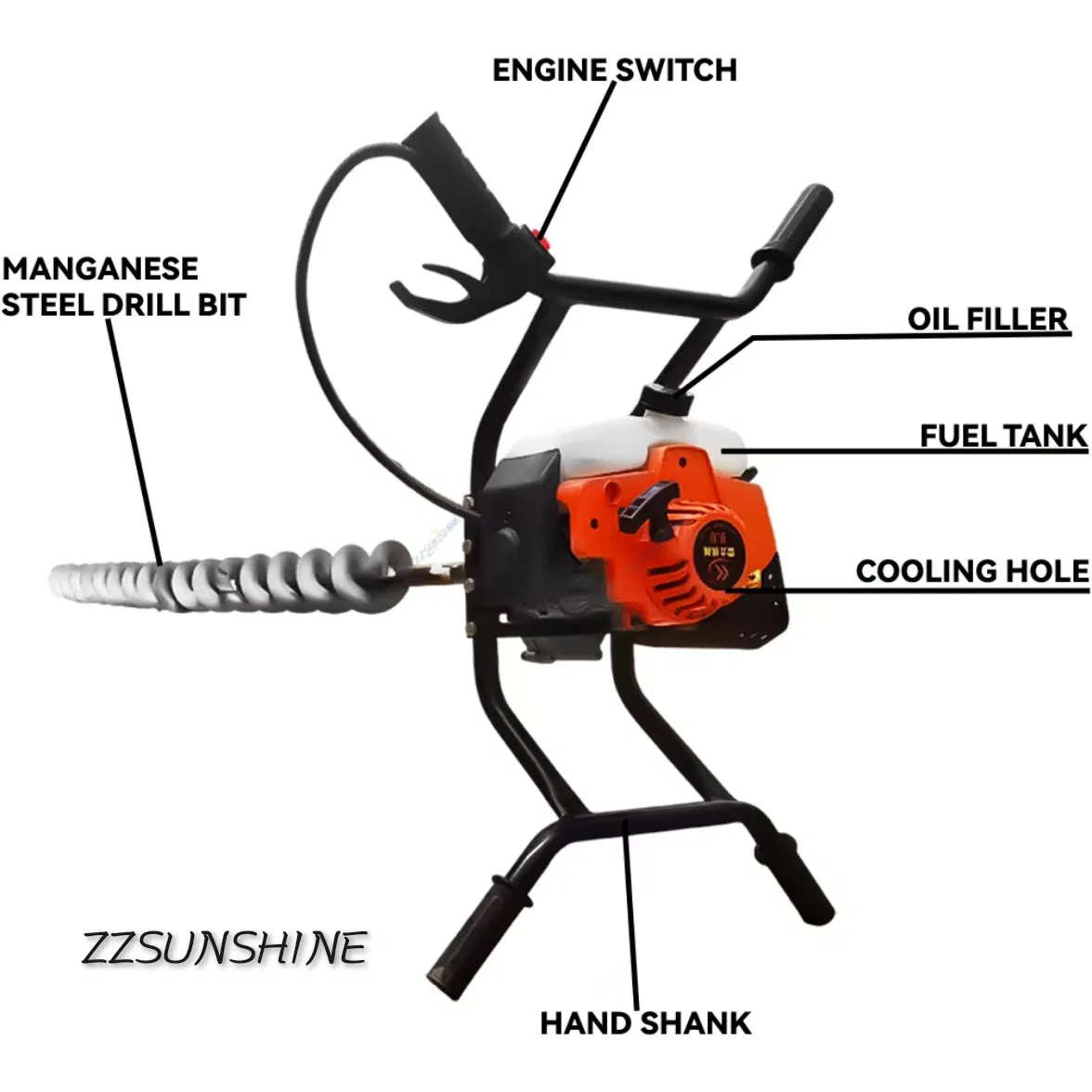 Post Hole Digger Earth Drill Auger Soil Hole Digging Drilling Machine Earth Auger Machine for Tree Planting