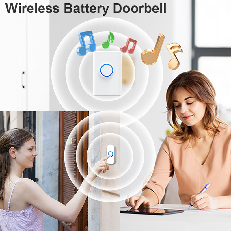 Factory Battery Wireless Doorbell with LED Flashing Light for Deaf