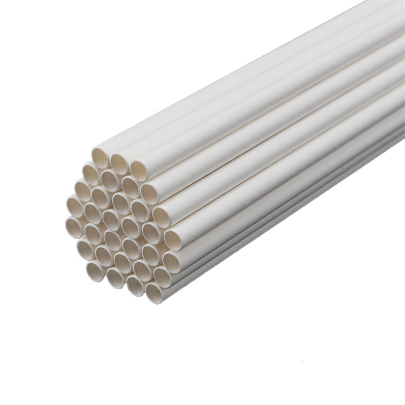 Custom Disposable Paper Tableware 197mm Length Paper Straw White for Drinking