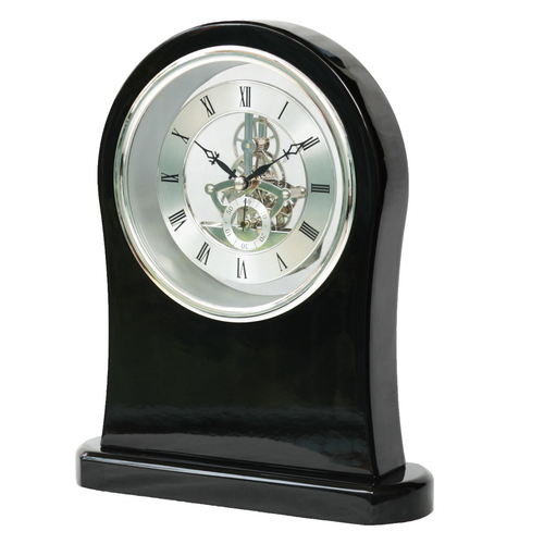 Rosewood High Gloss Finish Wood Desk Skeleton Clock