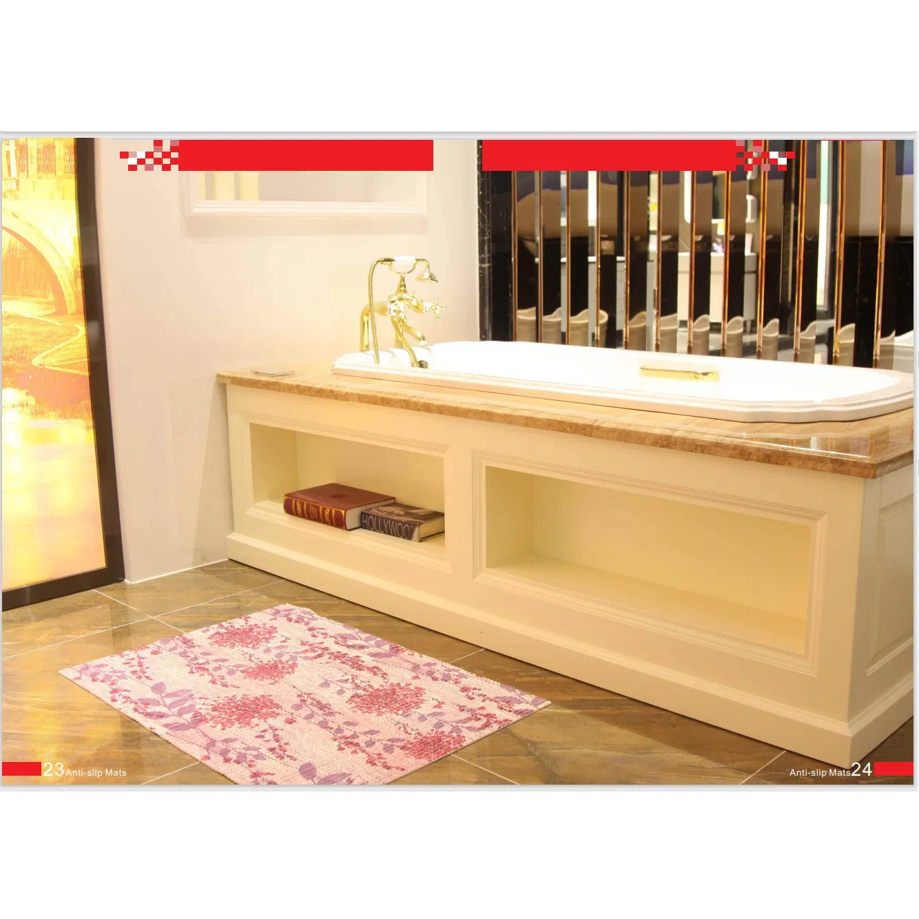 PVC Foam Printed Mat in Roll Modern Style Decoration Floor Mat