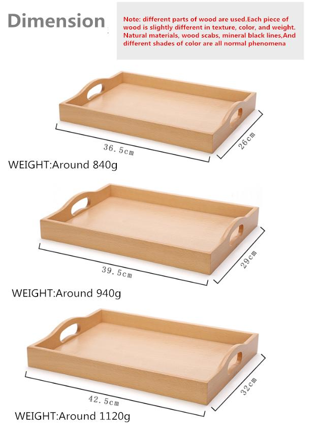 Tray for Wooden Plate & Bamboo Tray with Handles Kitchen
