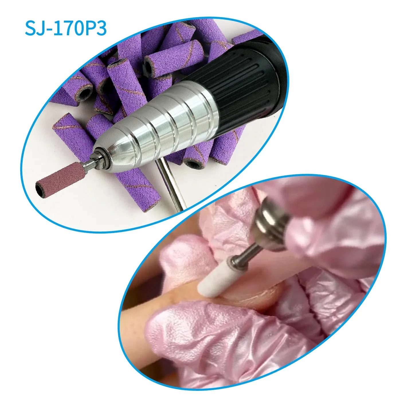 80 Grit 150 Grit 240 Grit Purple Abrasive Small Mini Size 3mm Nail Sanding Band Tip