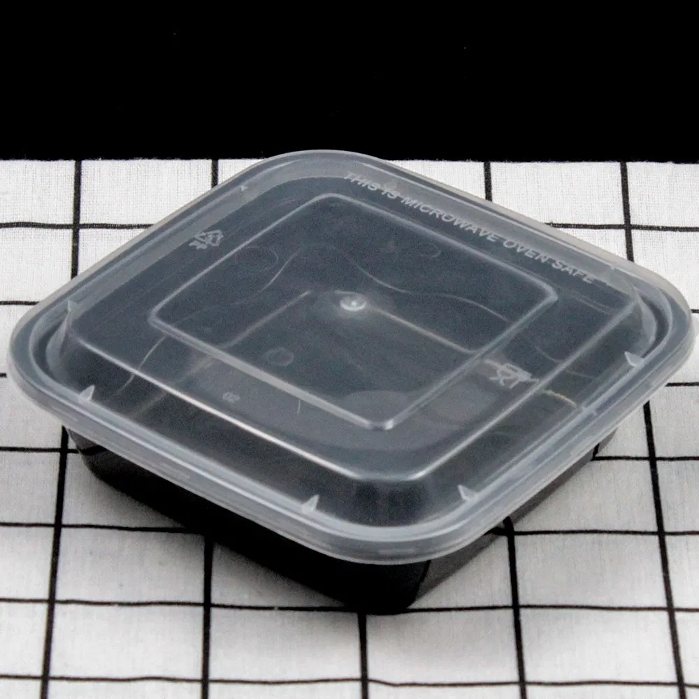 Microwave Disposable Plastic Food Container PP Square Box with Lid