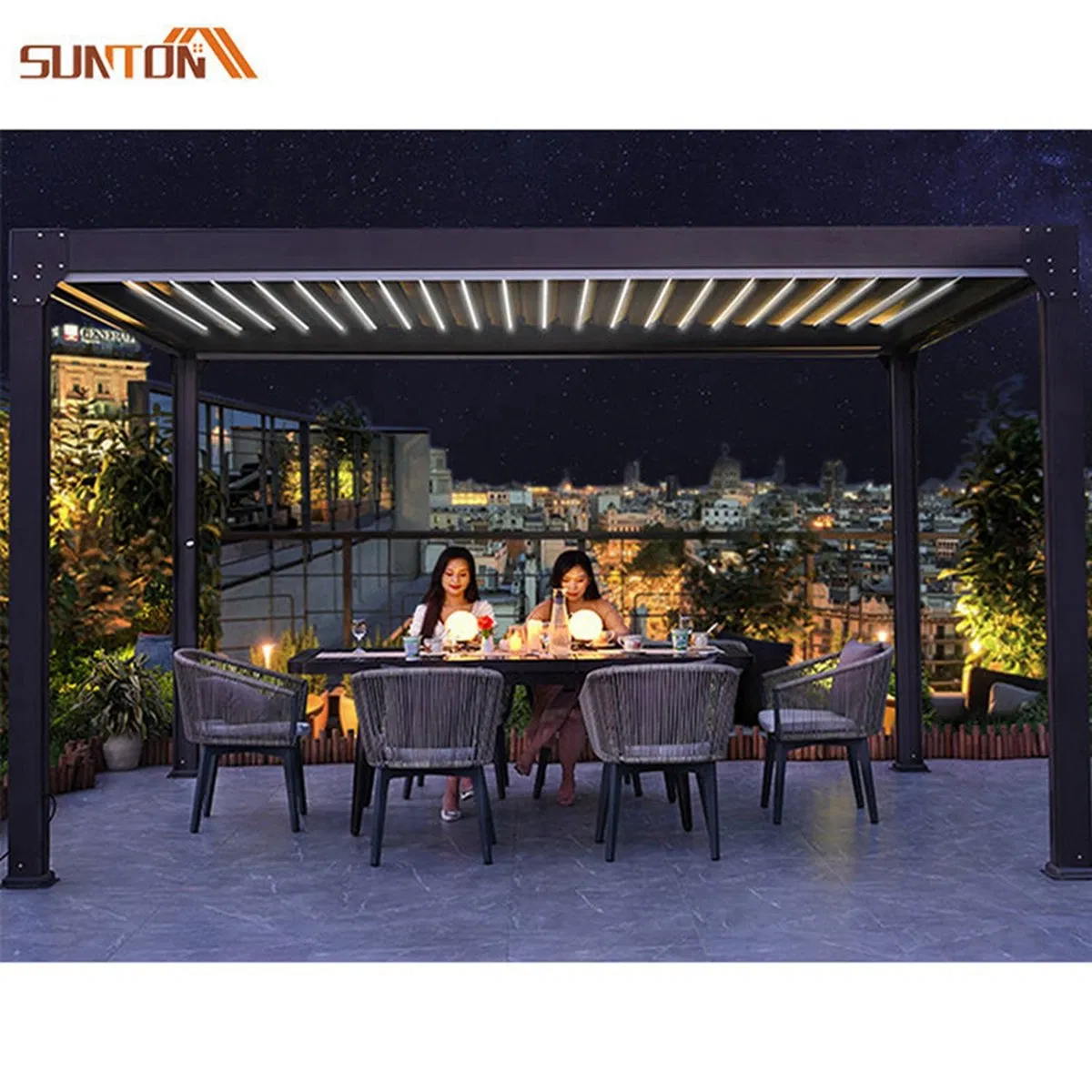 Outdoor Louver Roof Garden Aluminum Metal Pergola