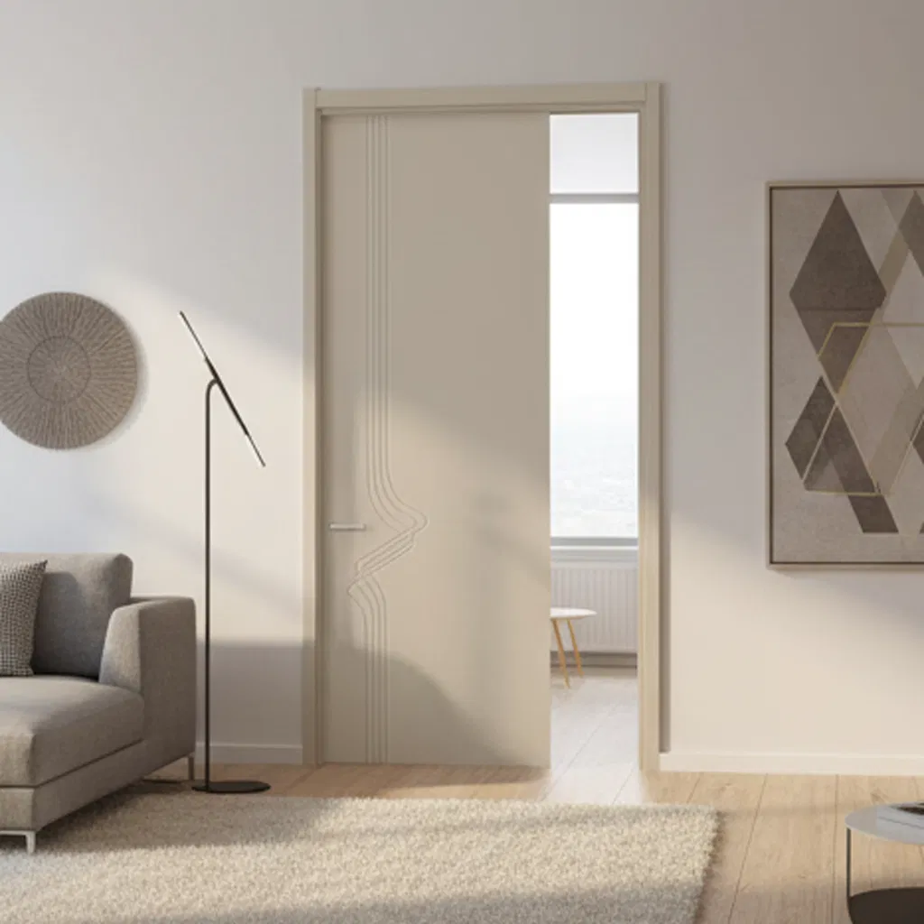 Professional Soundproof PVC Door Factory Fireproof Solid Wood Room PVC Interior Door