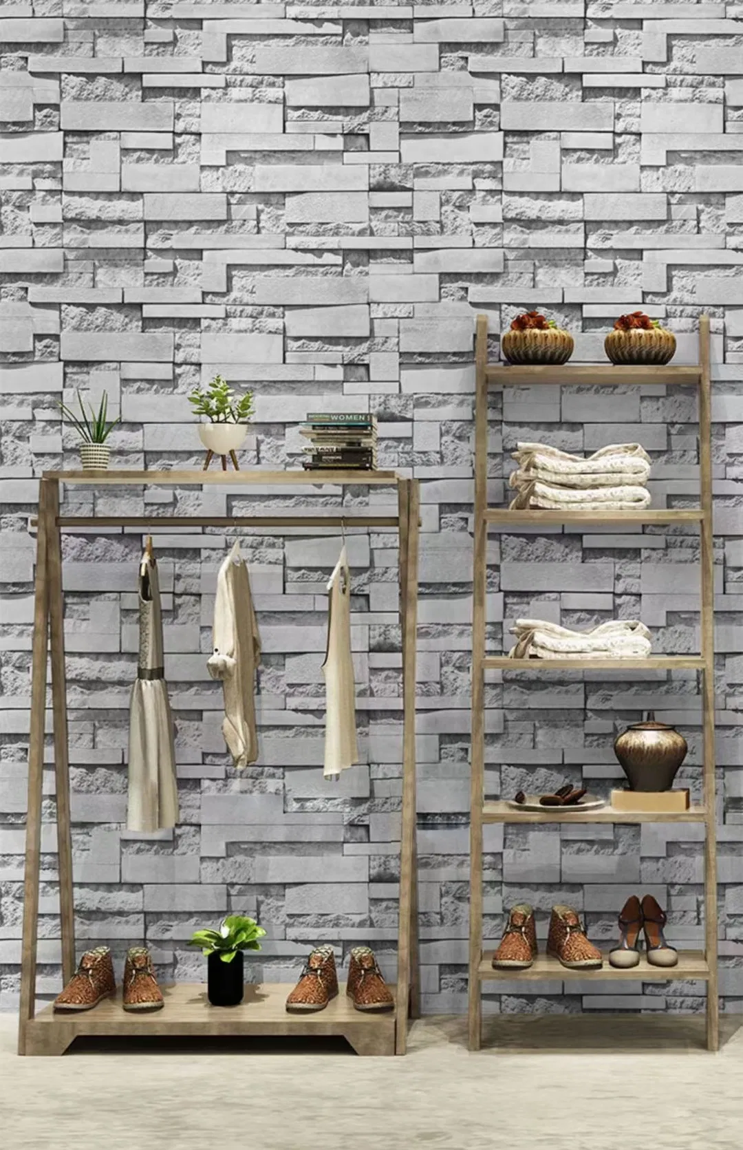 China Supplier 3D Wall Sticker Design Wall Paper Roll Brick Design