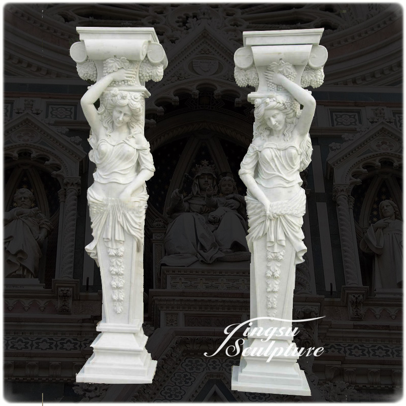Beautiful Design Hand Carved Greek Woman Marble Column