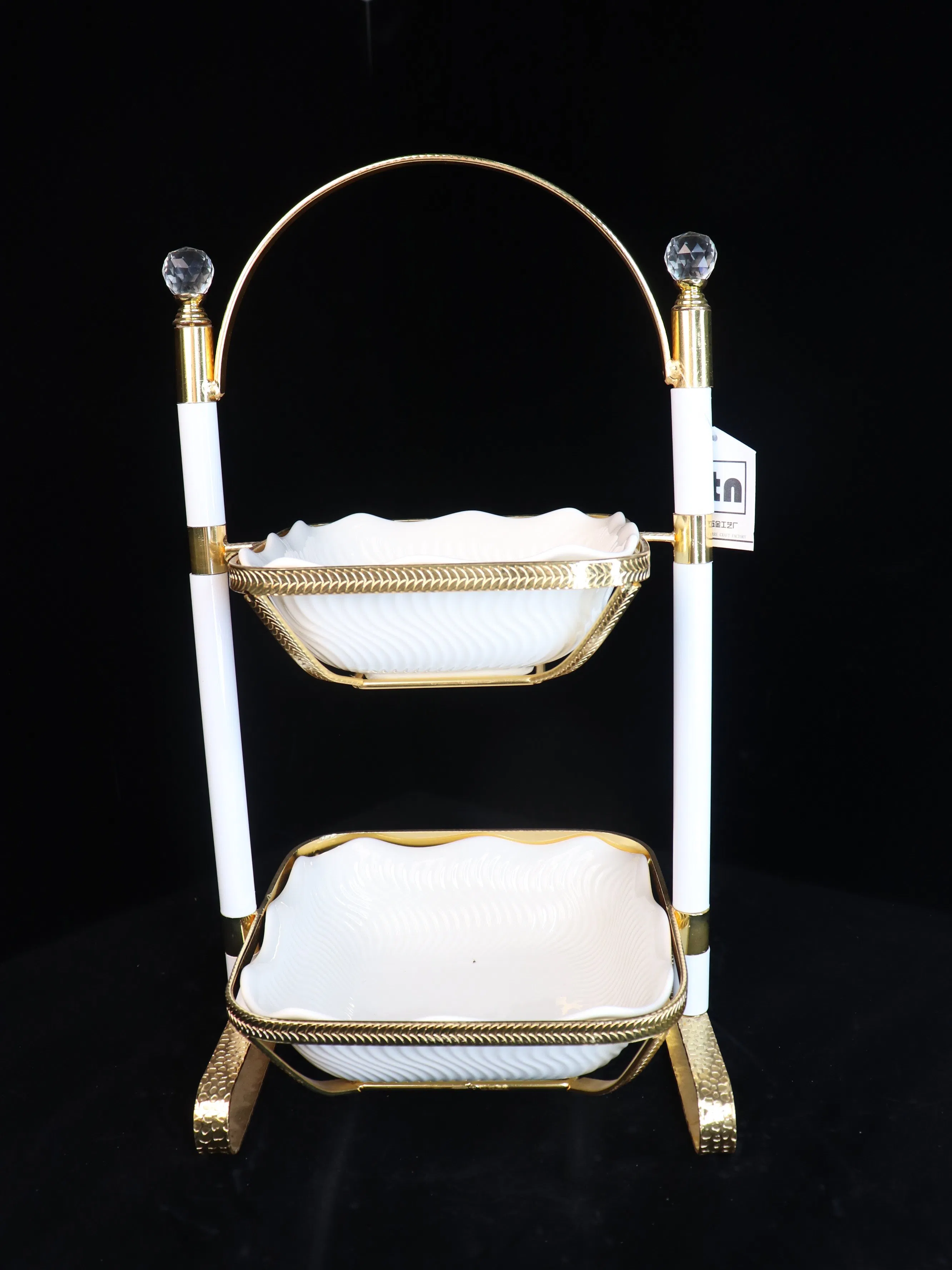 New High-End Ceramic Double-Layer Square Fruit Tray