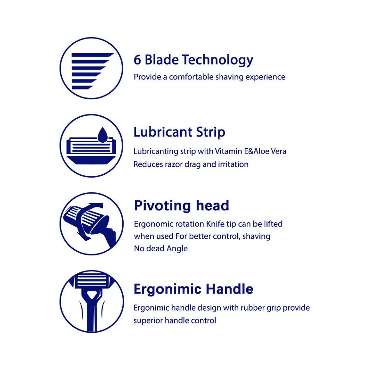 Razor Head of Manual Shaver 6 Blade and Razor Blades for Men