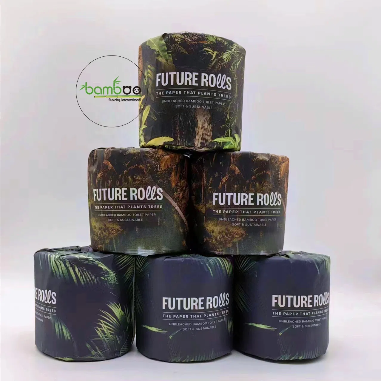 Bamboo Material Softness and Ecf Bleached White Toilet Paper Rolll 10*10cm Bamboo Pulp Customized Logo Tree Free CE Toilet Paper