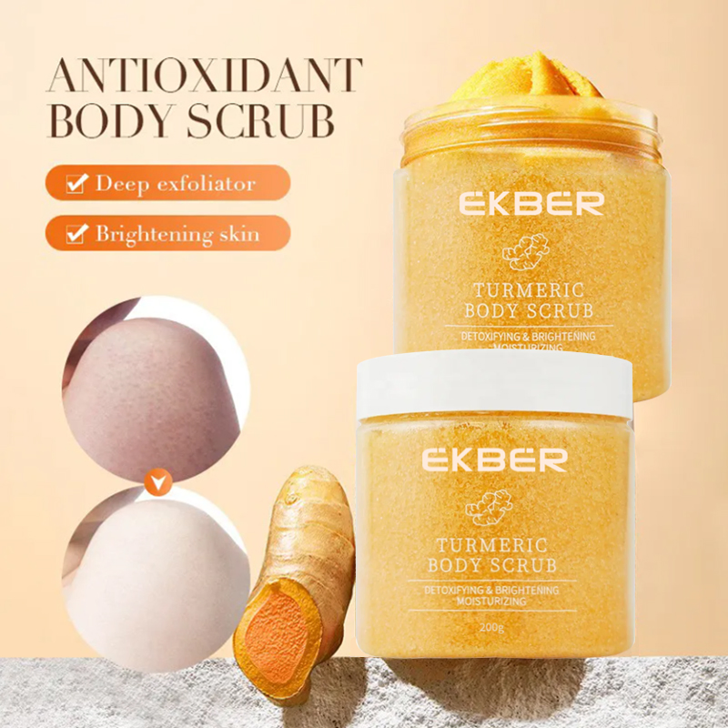 Herbal Turmeric Salt Scrub Organic Exfoliator Smoothing Whitening Skin Body Scrub