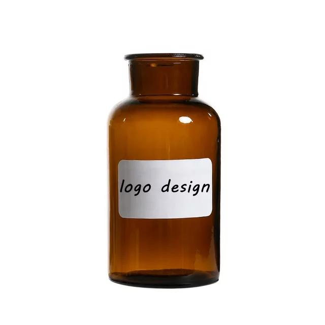 Ins Northern Style Flower Plants Clear Umber Glass Vase for Model Home Decoration