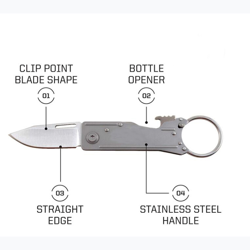 Pocket Knife with Bottle Opener Keychain Ring - Keytron EDC Keychain Knife with 1.8 Inch Folding Knife
