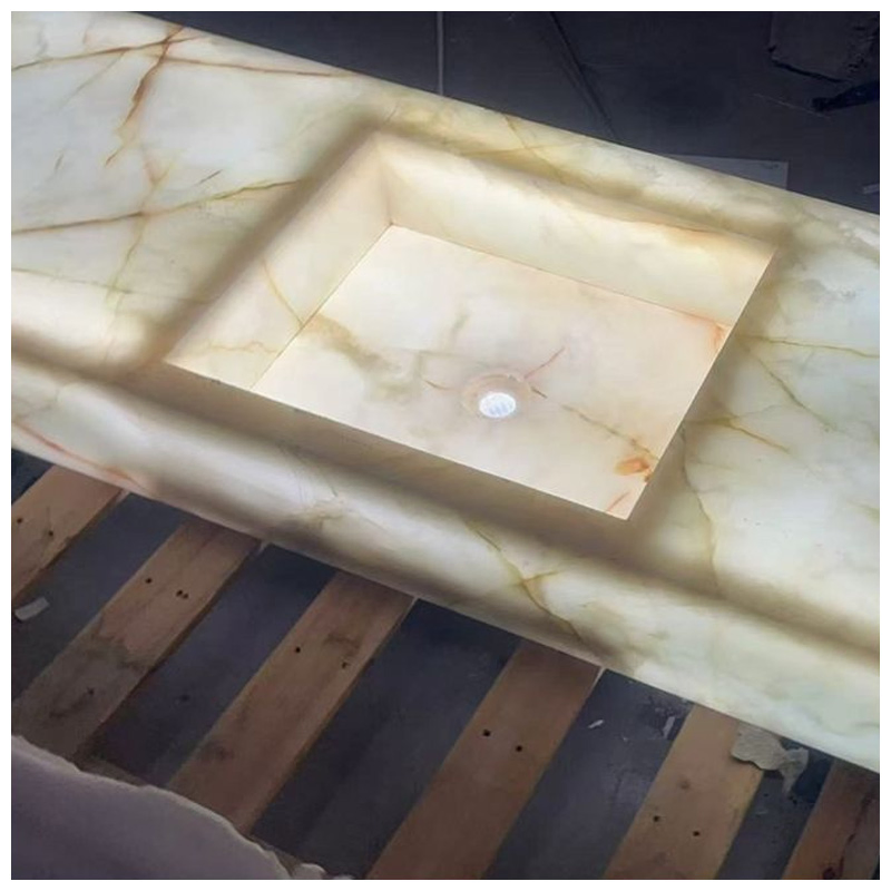 Translucent Snow White Onyx Marble Vanity Tops
