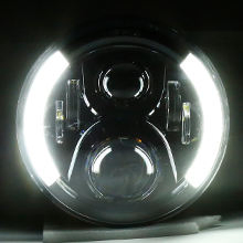7 Inch LED Motorcycle Headlight with White and Amber Halo Ring