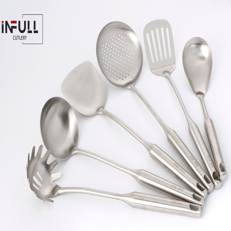 Satin Stainless Steel Cooking 6PCS Kitchen Utensils Set
