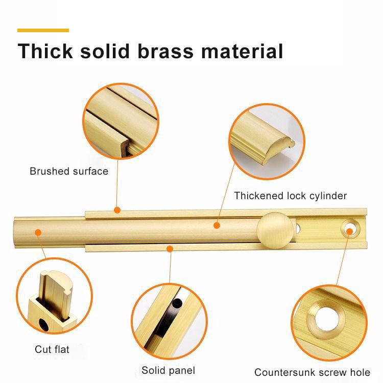 Wholesale Pure Brass Solid Latch Electroplating Brushed Door Bolt Heavy Duty Solid