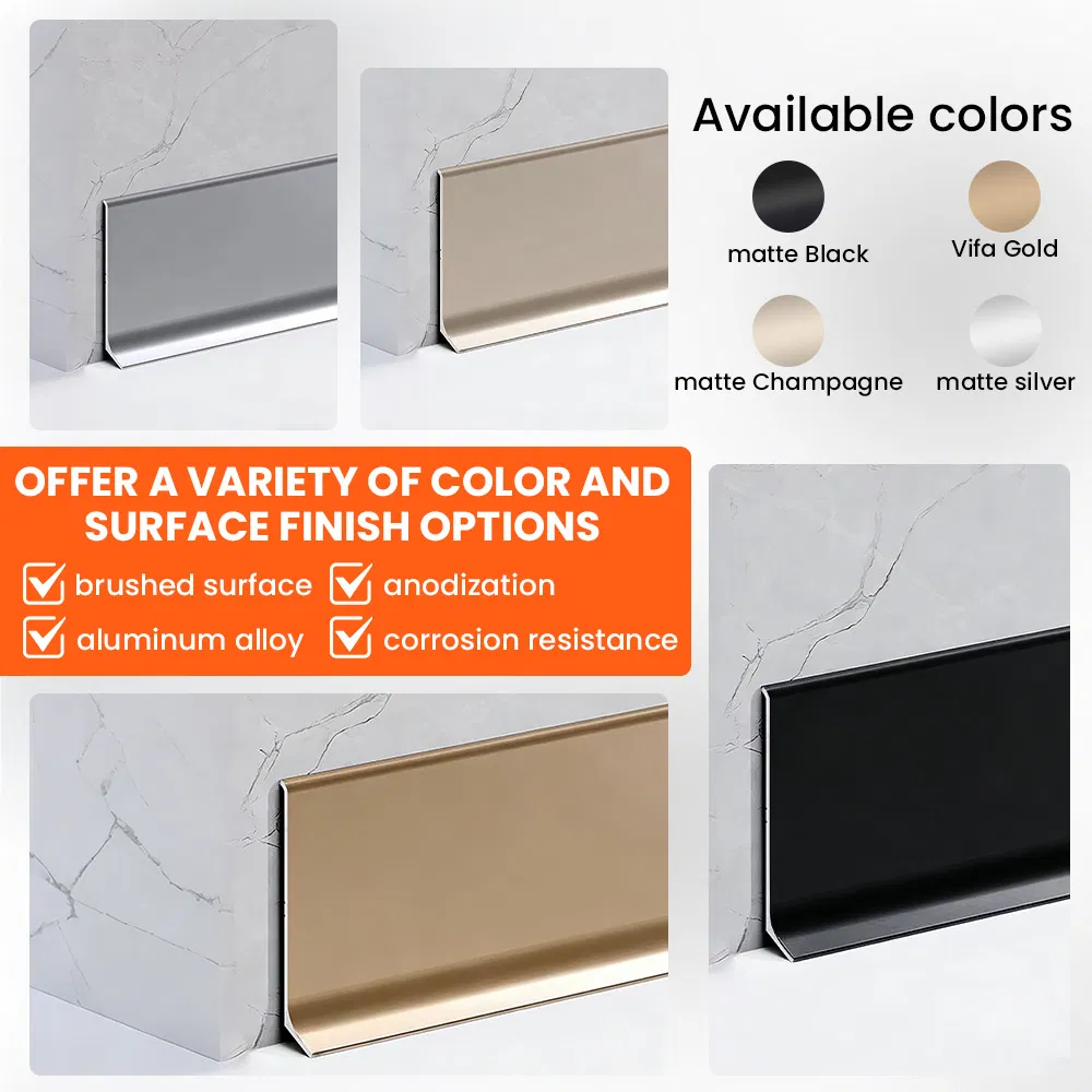 for a No-Drill Fixing with Adhesive-Backed Aluminum Skirting Profile, Suitable for Various Wall Surfaces