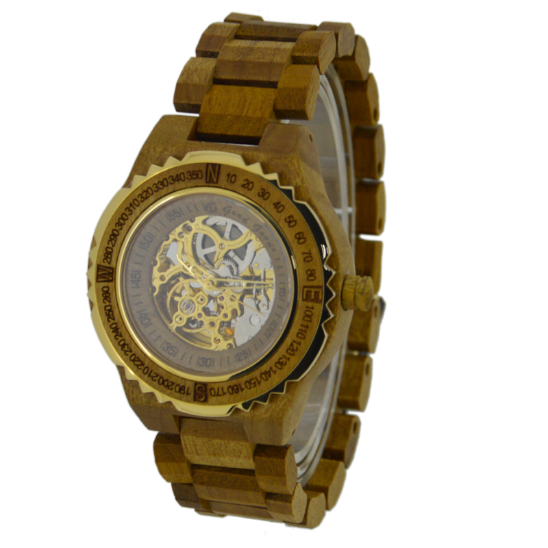 Online Shopping Bewell Classical Mechanical Automatic Wooden Mens Watches with Custom Logo Luxury Wristwatches