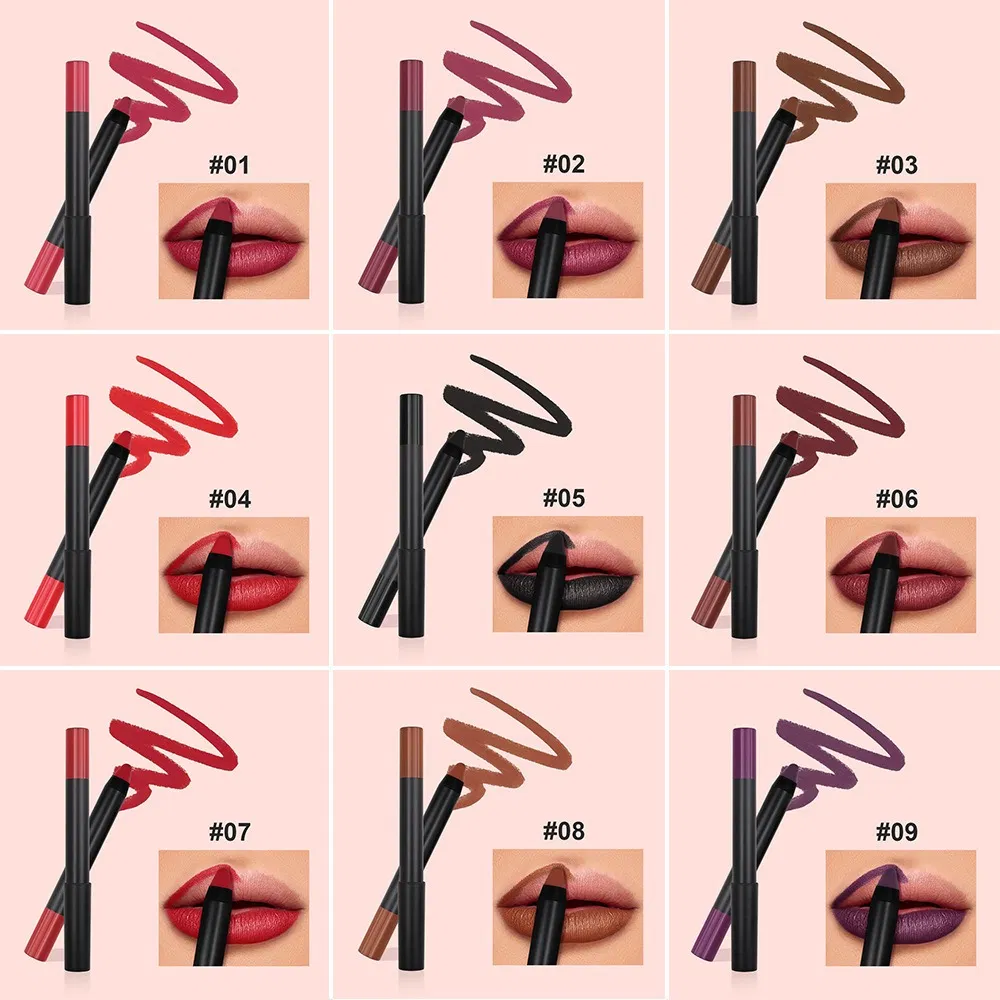 Waterproof Matte Lip Liner with Sharpener Professional Creamy Velvet Lipstick Pen